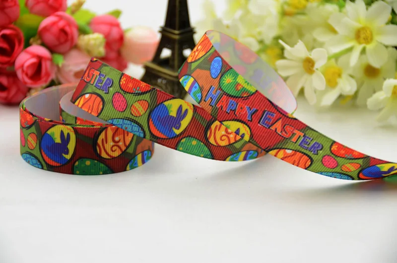 

22mm 25mm 38mm 75mm Ruban satin Easter Eggs Cartoon Character printed Grosgrain Ribbon party decoration X-01310 10 Yards