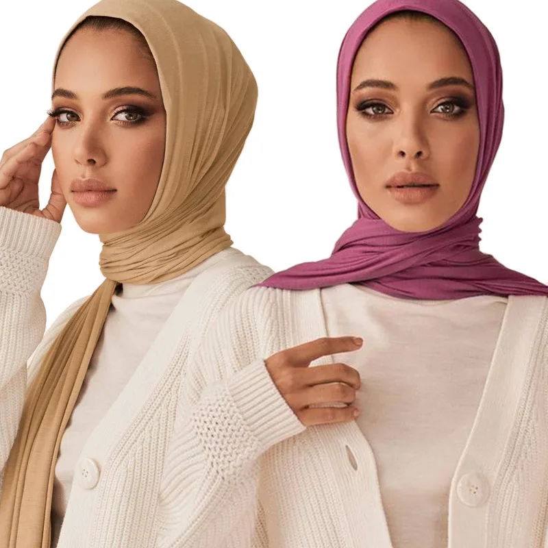 

Fashion Modal Cotton Jersey Hijab Scarf Long Muslim Shawl Plain Soft Turban Tie Head Wraps For Women Africa Headband 180x80cm