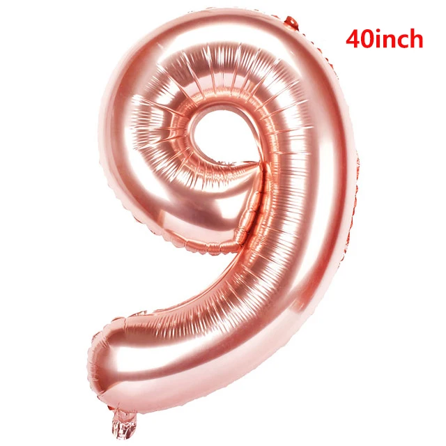 40inch Number 9 16 шт Розовый Золотой воздушный шар "Конфетти" детский душ девочка баллон гелия балоны DIY любовь свадьба день рождения шары украшения шары - Цвет: 40inch Number 9