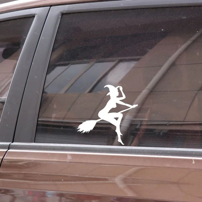 

12*11CM FUNNY SEXY WITCH LADY GIR Sexy Witch Lady Car Stickers Car Sticker Decals Black/Silver