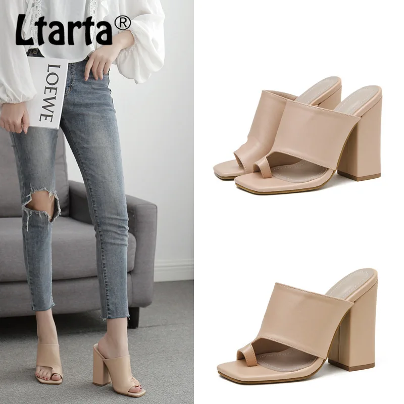 LTARTA/Летняя модная женская обувь с квадратным носком на высоком каблуке