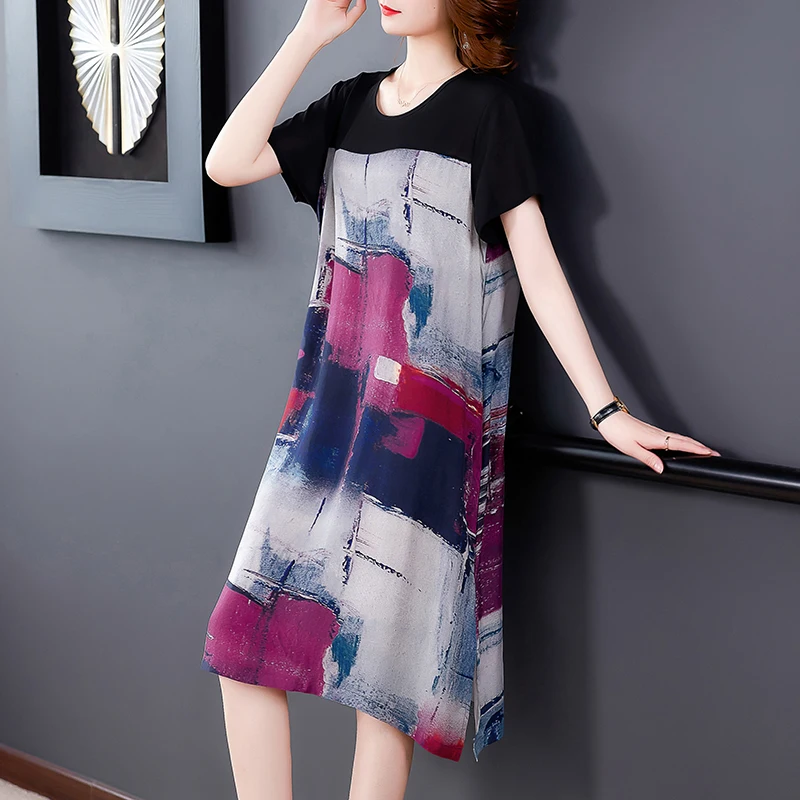 

Chikichi Spring and Summer New Printed Dress Women Round Neck Mid-length Seaside Holiday Dresses Women Casual Special Sale