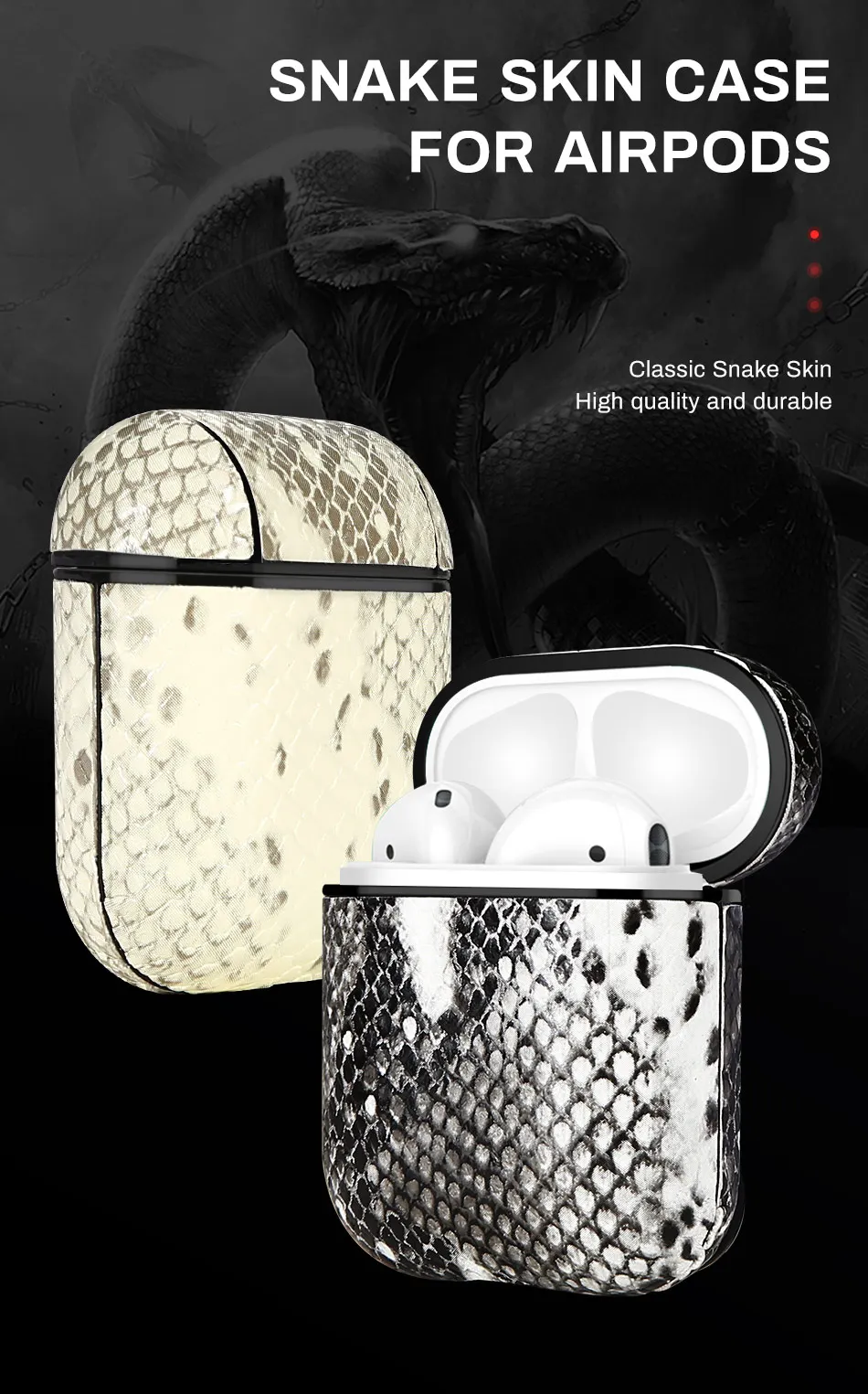 Snake Skin Earphone Case For Apple AirPods Protector Anti-lost Pouch For Air Pod Wireless Bluetooth Earphone Fashion Carcasa Bag