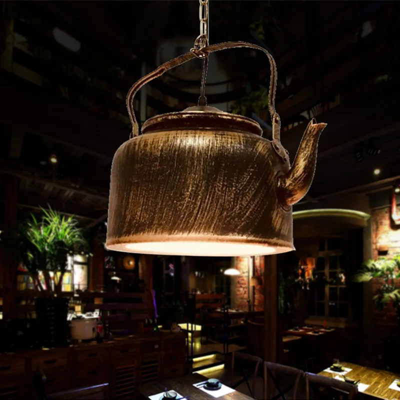 

Iron kettle chandelier bar decoration chandelier industrial wind clear bar retro nostalgic music restaurant lamp WJ11087