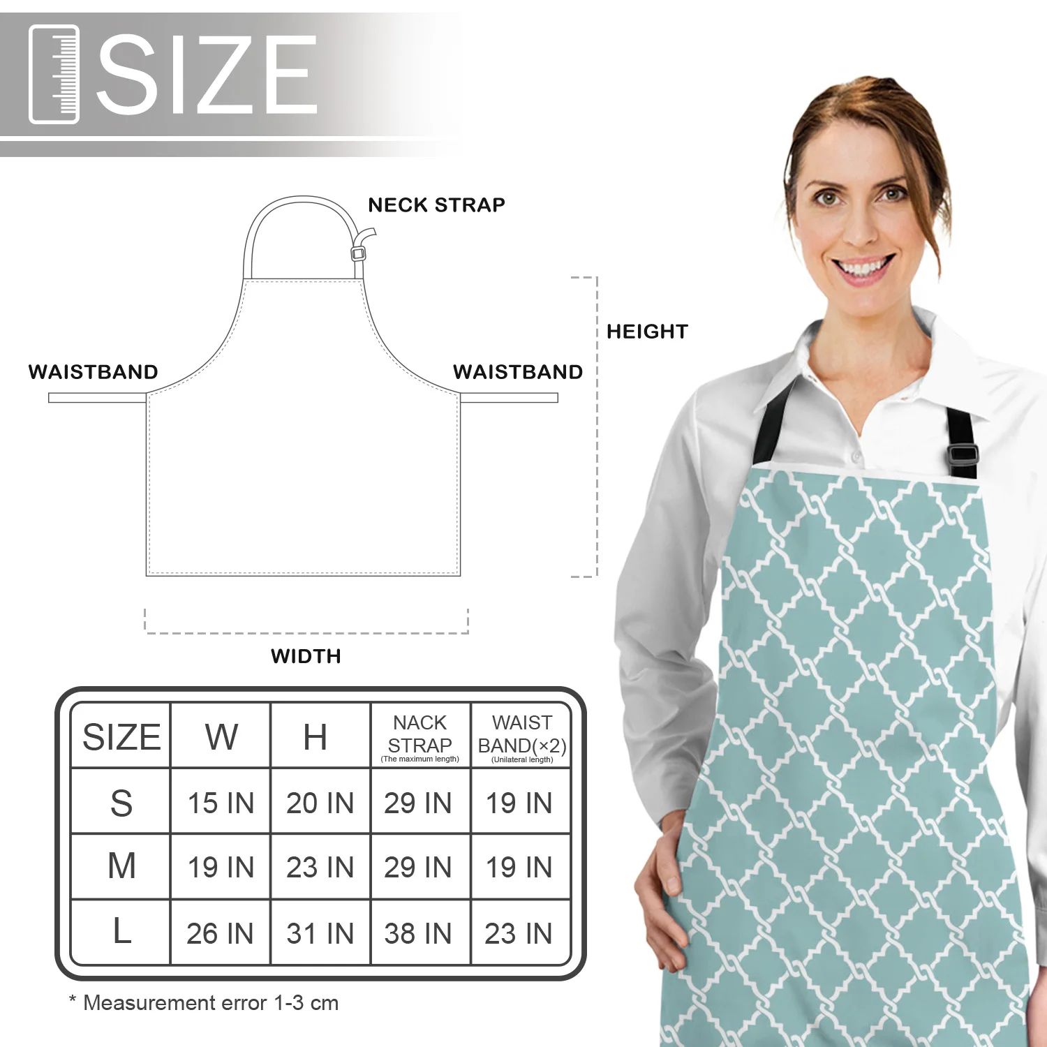 

Geometry Rhombus Green White Kitchen Aprons BBQ Bib Apron for Cooking Baking Restaurant Pinafore Home Christmas Decorations