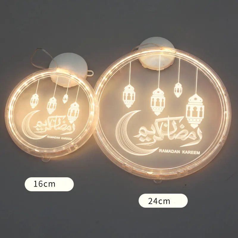 

Eid Mubarak 2021 New Suction Cup Window Hanging Lights Star Lights Muslim Ramadan Festival Decorative LED Lights Battery Power