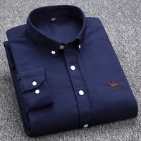 oxford fabric shirts men high quality long sleeve solid smart shirt designer regular fit brand navy korean korean mens clothing