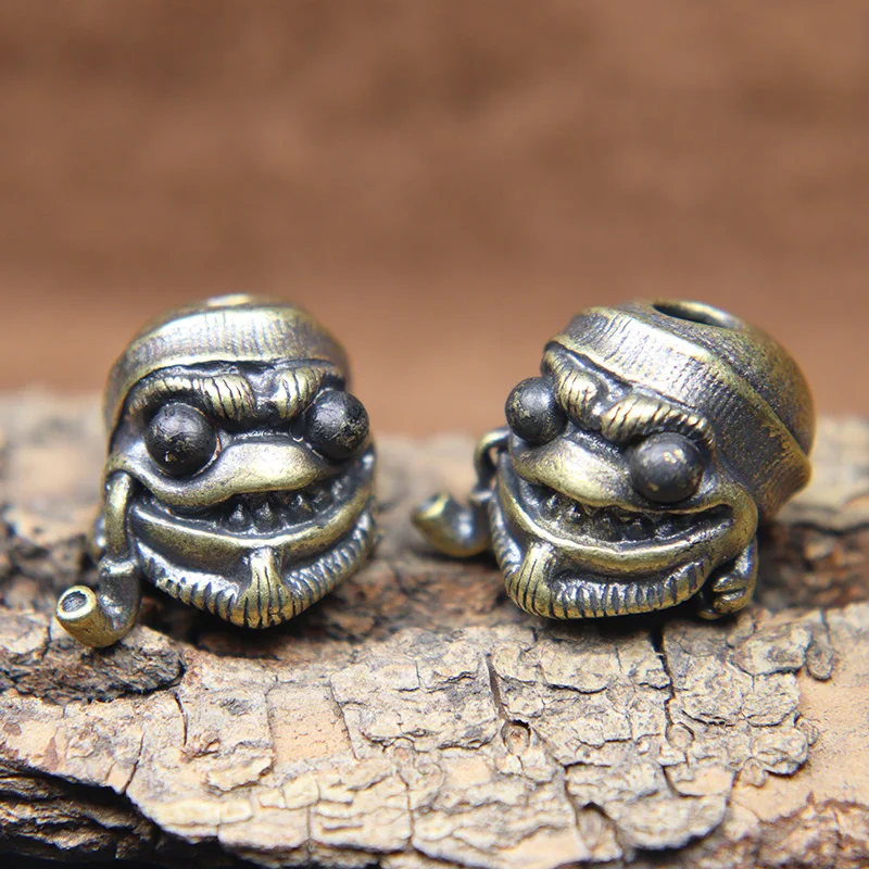 

Smoking Black Color Eyes Frog Figurines Brass Knife Beads Lanyard Pendants EDC Keychain Hangings Woven Paracord Accessories DIY