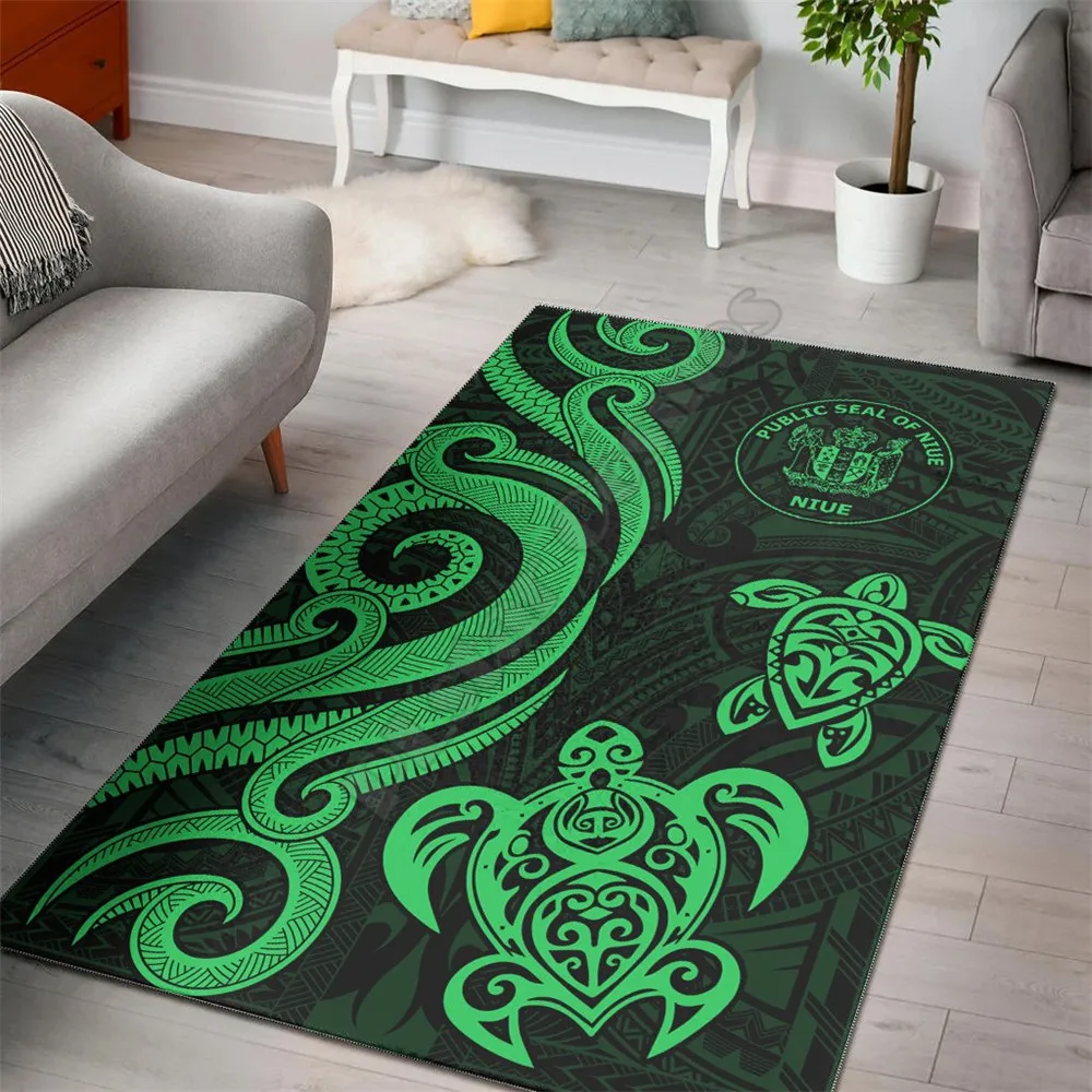 

Niue Area Rug Green Tentacle Turtle 3D Printed Carpet Mat for Living Room Doormat Flannel Print Bedroom Non-slip Floor Rug