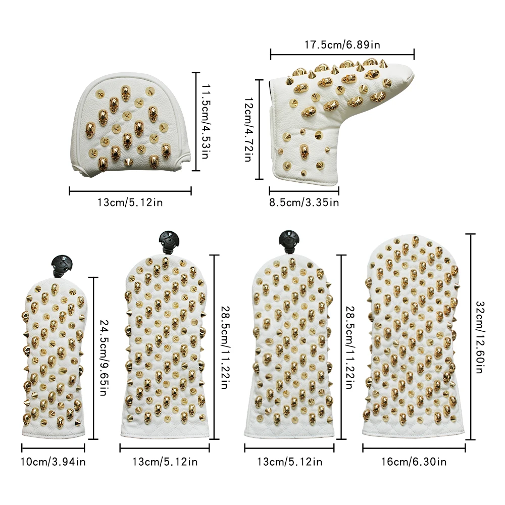 Заклепки в виде черепа головной убор для гольфа Обложка водителя гибридный