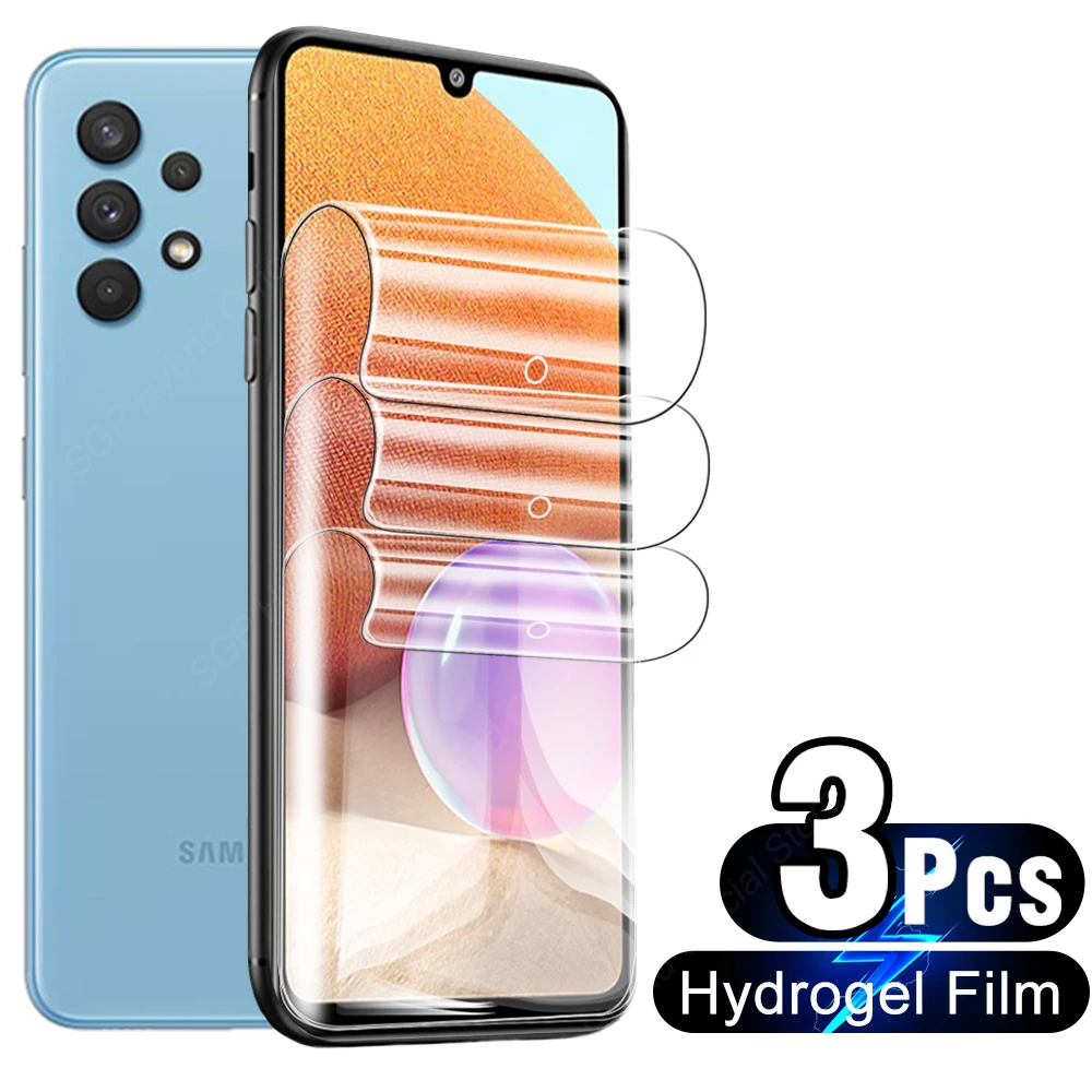 

3 шт., Гидрогелевая пленка с полным клеем, Защитная пленка для Samsung Galaxy A32 4G, 5G, защита для экрана и задней панели на A3 A 3 2 32, не закаленное стекло