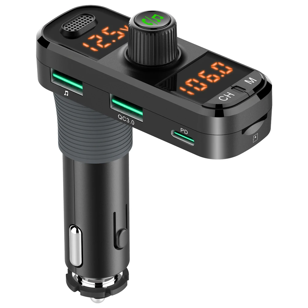 Bluetooth-compatible 5.0 FM Transmitter Audio Music Receiver Wireless Handsfree Car Kit Adapter USB Quick 3.0 Charger MP3 Player |