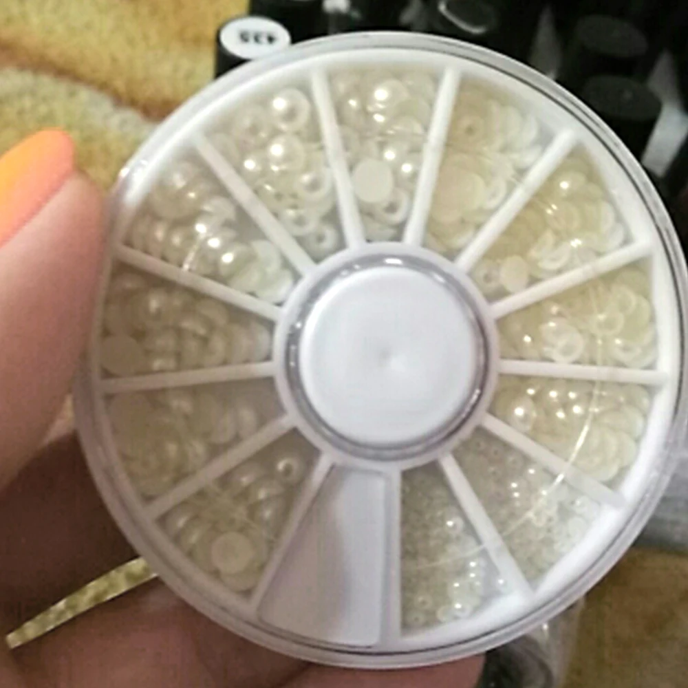 1 x Новый Белый 3d дизайн ногтей с жемчугом и плоской задней поверхностью наклейки