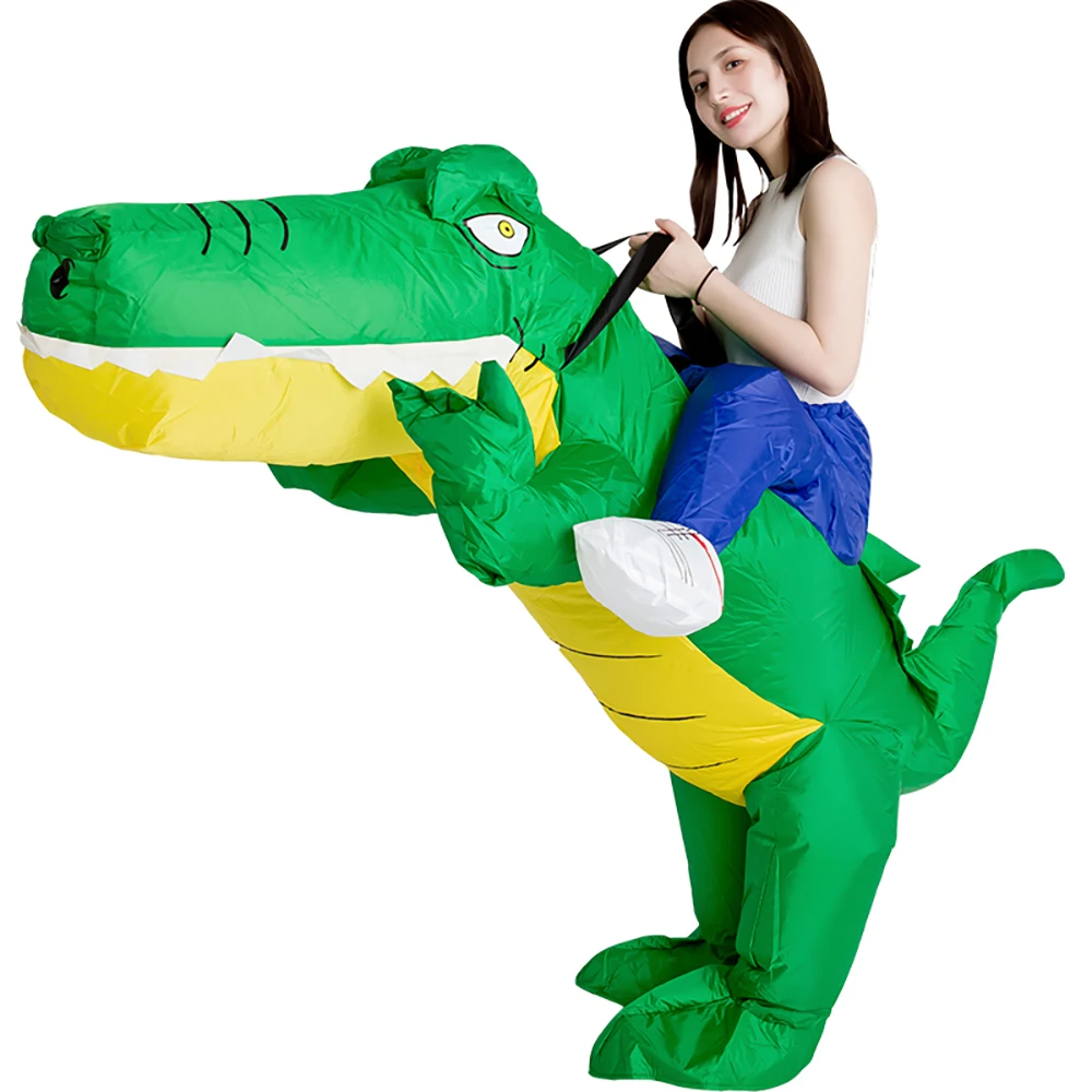 

Взрослый надувной костюм крокодила, Хэллоуин, динозавр, косплей, животное, маскарадный костюм для езды на динозавре, надувной воздух, карнав...