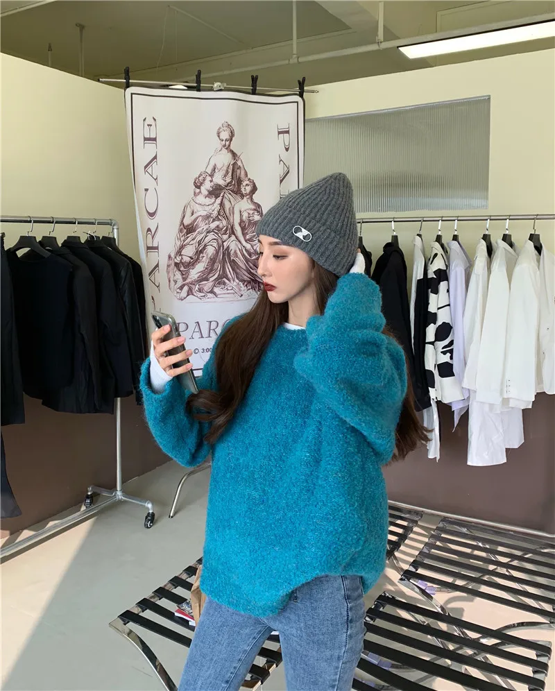 

Suitlionbutf Autumn Winter Knitted Women Sweater Pullover Long Sleeve Loose Femme Jumpers High Street Chic Tops Stylish Sweaters