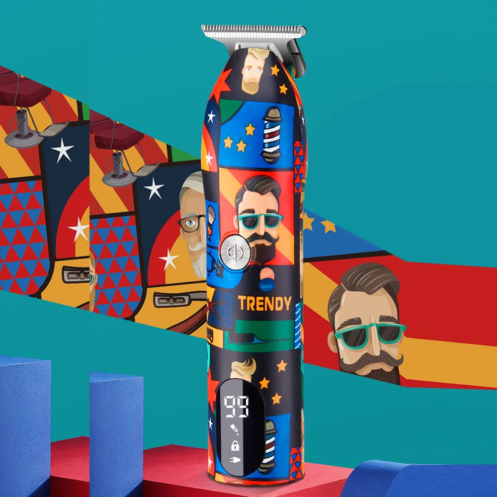 Профессиональный триммер для волос Boi со светодиодным умным дисплеем и граффити