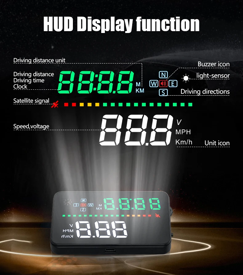 Автомобильный дисплей 3 5 &quotA3 GPS Hud OBD кабель со спутниковым временем спидометр