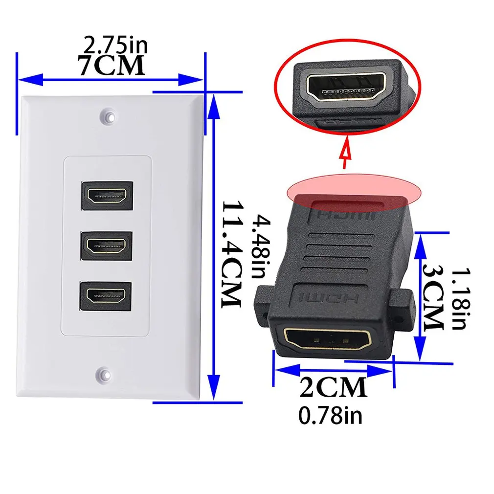 Практичные три порта подключения Белый Usb Vga Rca свинцовая настенная пластина Full Hd