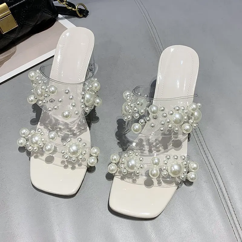 

Модный дизайн, Лидер продаж, очаровательные сандалии на высоком каблуке с жемчугом, женская летняя обувь для женщин