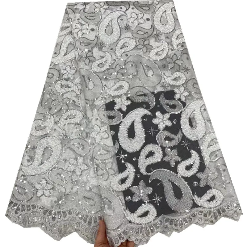 

2021 Высококачественная нигерийская Тюлевая кружевная ткань, новейшая сетка с блестками, африканская кружевная ткань, французская сетка для ...