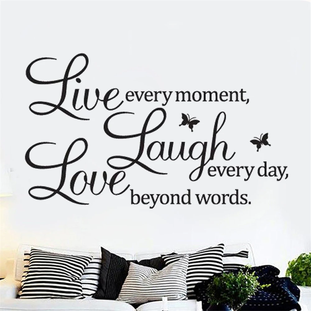 

Live Every Moment , Laugh Every Day Quotes Wall Decals For Kids Room Murals Bedroom Home Decoration Stickers Vinyl Poster HJ0280
