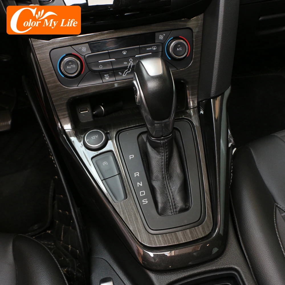 Накладки на панель управления коробкой передач автомобиля, ручки переключения передач, пластиковые вставки на панель управления кондиционером и наклейки на кружки для напитков для Ford Focus 3 MK3 2015 - 2018 (набор из 3 штук) Stickers on.