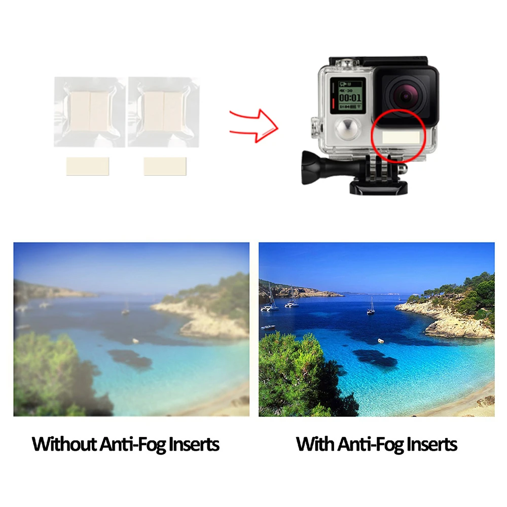 TELESIN 60 шт. противотуманные вставки для GoPro Xiaoyi внутри водонепроницаемый корпус рециркулирует противотуманные сушки вставки аксессуары для камеры