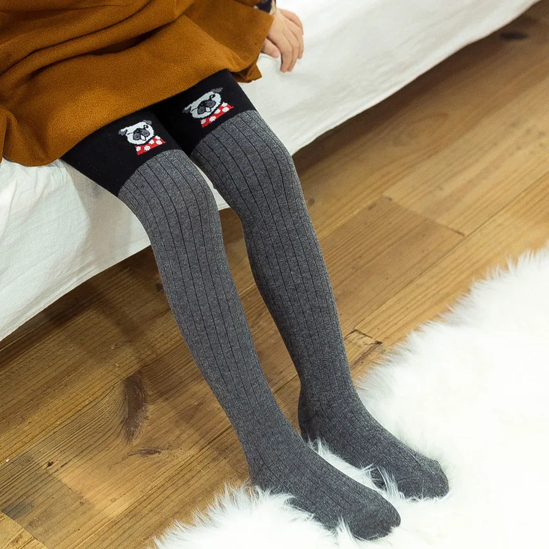 Новые осенние детские колготки в Корейском стиле с рисунком медведя Колготки для