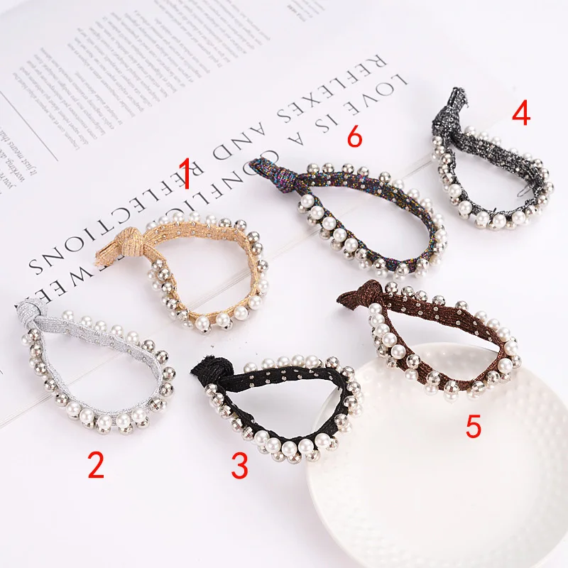

Cute Girl Pearl Bead Design Elastic Hair Accessory Band Rope Ponytail Holder Headbands