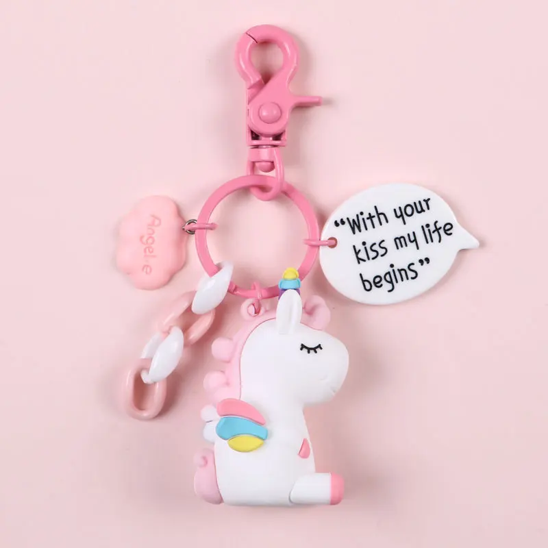 

Cute Unicorn Keychain Resin Rainbow Horse Bag Key Pendant DIY Creative Keyring