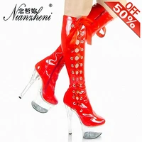 8 inches lace up platform boots thigh high boots stripper heels fashion pole dance shoes show sxey high heels models punk new