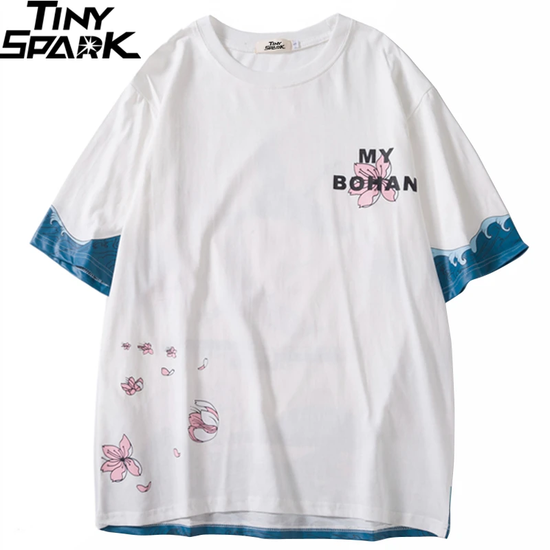 Футболка мужская хип-хоп 2020 уличная одежда японская великая волна Harajuku Crane принт