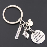 1pc teacher keychains it takes a big heart to teach little minds keyring key ring jewelry for teachers day gift