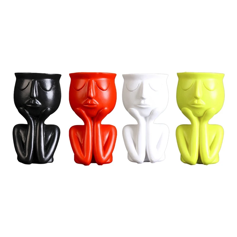 

Creative Art Portrait Sculpture Vase Flower Pot Garden Storage Abstract Character Succulents Plant Pot Micro Landscape Decor