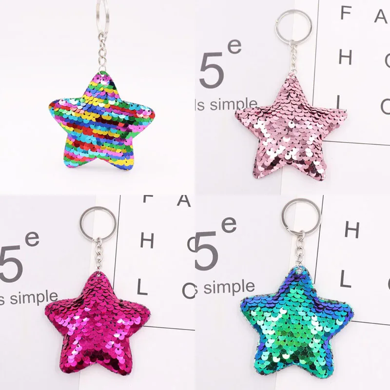 30 шт./лот женские ювелирные изделия двойные блестки брелок звезда Muiltcolor девушки