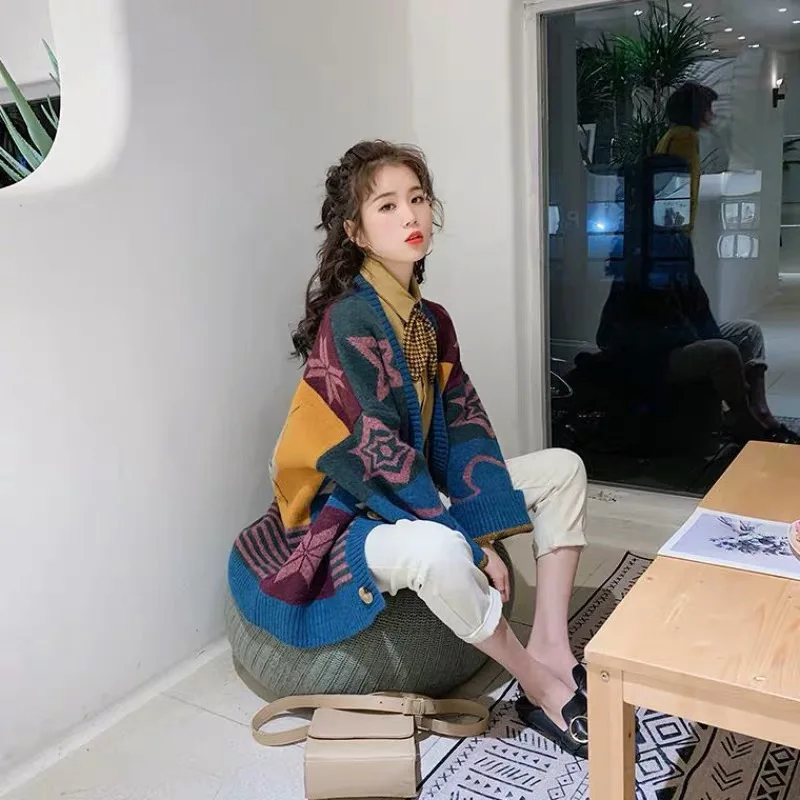 fall 2019 winter casual v neck oversized red cardigan womens clothing new long sleeve christmas sweater knitted jacket |