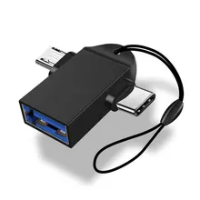 FONKEN OTG Type C Adapter 2in1 Micro Usb to USB C Adapter Mobile Phone Flash Drive Reader Mouse Connector USB Cable Converter