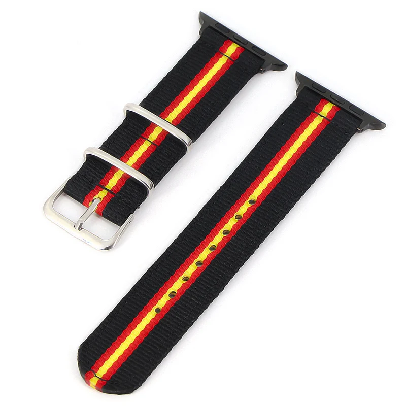 Ремешок нейлоновый Nato для iWatch 4 3 2 1 Радужный Браслет наручных часов Apple Watch Band 38 мм