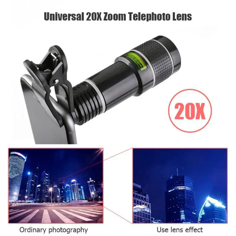 

20X Zoom Telephoto Lens Universal External Mobile Phone Camera Lens with Clip for Viewing Travel For iPhone/Phone Universal lens