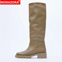 2021 za ins new fashion luxury knee high boots genuine leather women boots fashion winter botas ladies punk knight shoes size 43