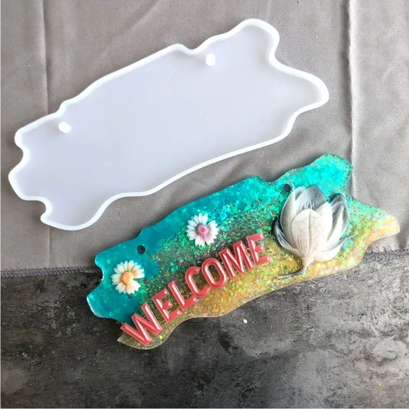 Crystal Epoxy Resin Mold Doorplate Door Signs Casting Silicone Mould DIY Plate Hanging Tags Crafts Making Tools