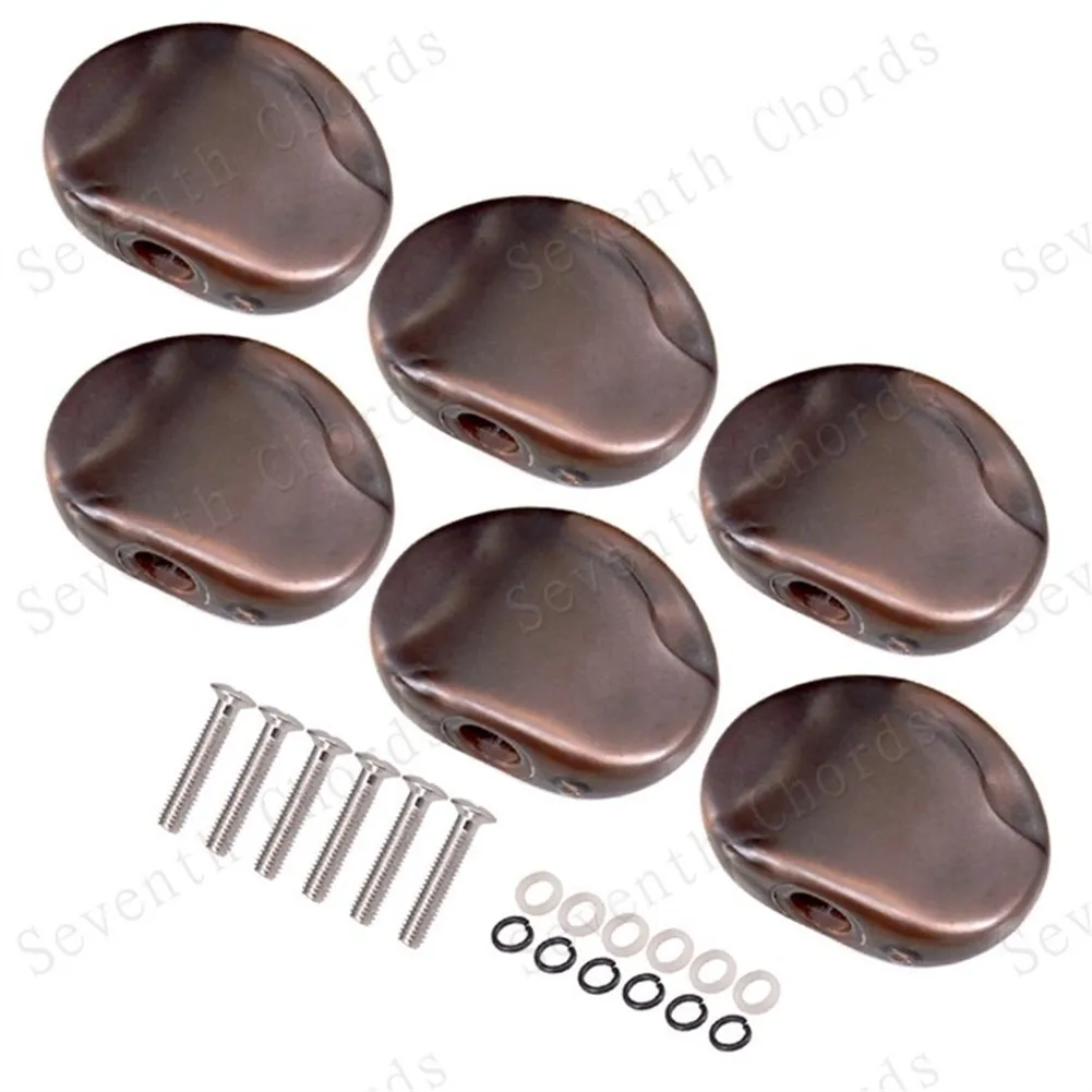 

6Pcs Tuning Peg Buttons Machine Heads Knobs Cap With Screws For Guitar Parts Guitar Tuner Handle Tuner Head Hats 17x23.5mm