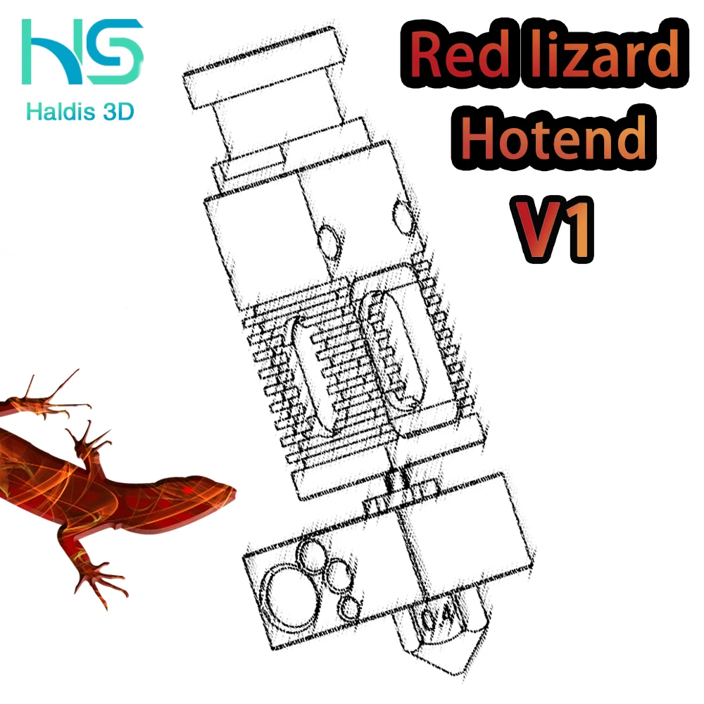 

Red Lizard V1 Radiator Ultra Precision 3D printer extruder is compatible with the V6 Hotend and CR10 Ender 3 Hotend adapters