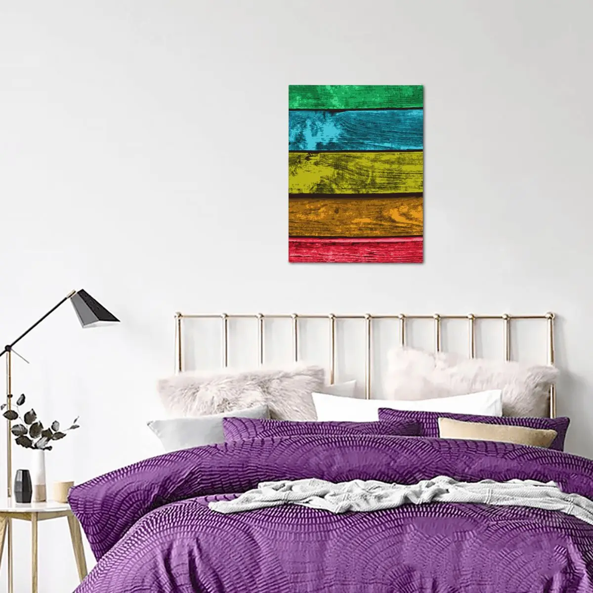 

Colorful Wooden Planks Poster Unique Canvas Art Painting Home Decor Wall Art Print Living Room Decoration