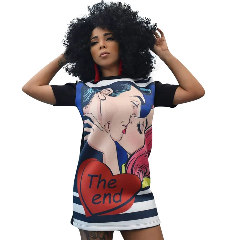 

Женское свободное платье с круглым вырезом и коротким рукавом