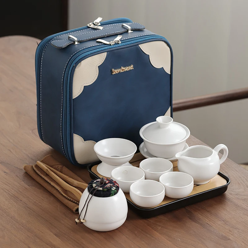

Chinese Vintage Tea Set Portable Ceramic Handmade Tea Cup Travel Porcelain Teapot Set Outdoor Theepot Teaware Sets Gift DF50CJ
