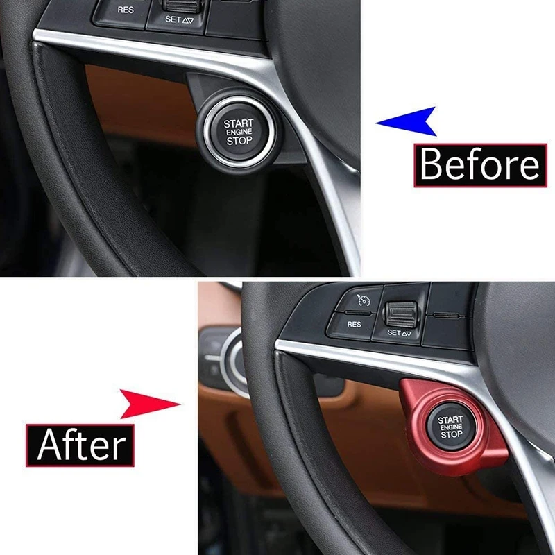 

ABS Start Engine Stop Cover Trim Red, for Alfa Romeo Giulia Stelvio 2017 2018(LHD)