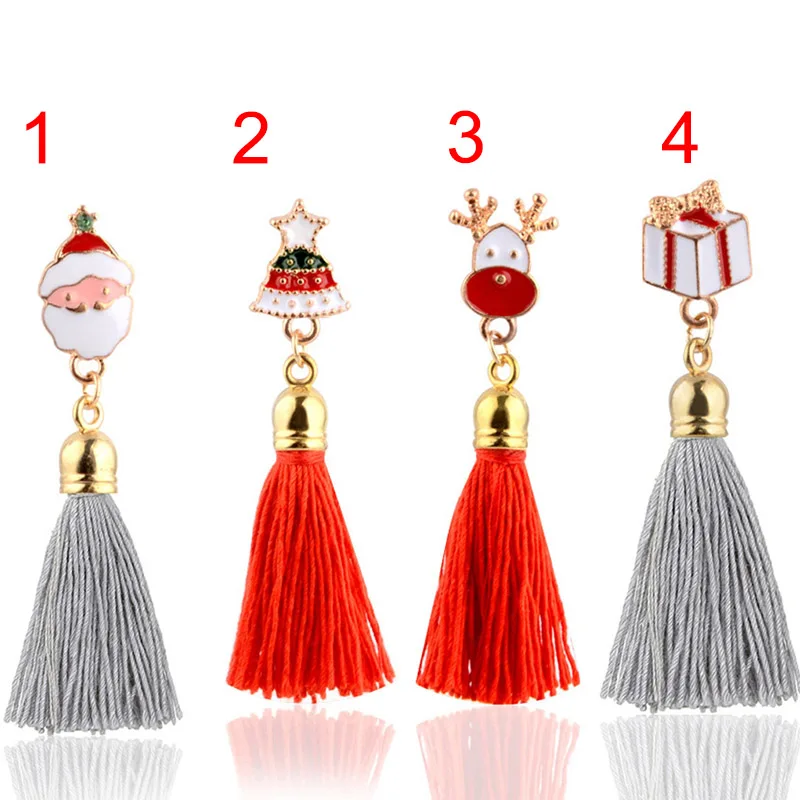 New Tassel Cartoon Christmas Elk Santa Claus Enamel Brooches Pin Badge Jewelry Clothes Clips Gift MV66 | Украшения и аксессуары