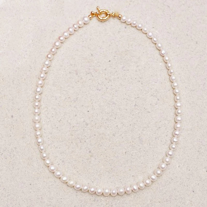 

Женское простое модное ожерелье с натуральным жемчугом, высокое качество, настоящий пресноводный жемчуг, колье, свадебные ювелирные издели...