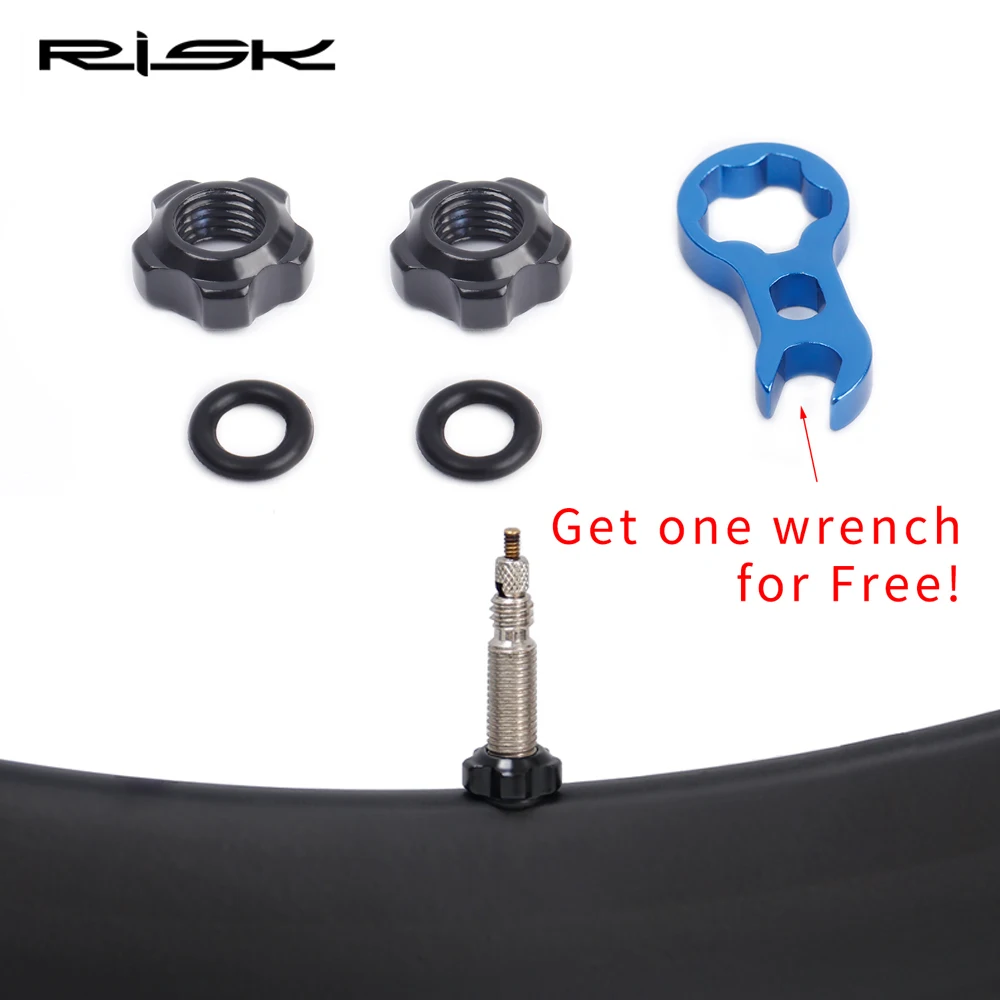 

RISK Bicycle Valve Nut With 3 in 1 Valve Core Wrench Washer Set Aluminum MTB Road Bike Presta Valve Protection Caps Accessories